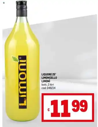 Metro LIQUORE 25° LIMONCELLO LIMONÌ bott. 2 litri offerta