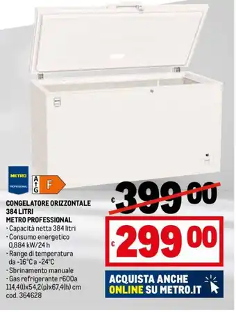 CONGELATORE ORIZZONTALE 384 LITRI METRO PROFESSIONAL