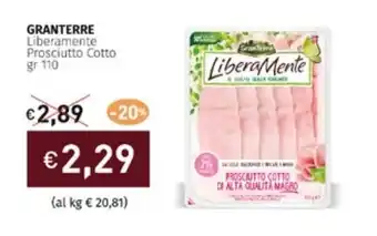 Prezzemolo e Vitale GRANTERRE Liberamente Prosciutto Cotto gr 110 offerta