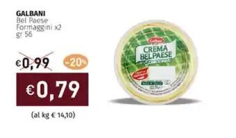 Prezzemolo e Vitale GALBANI Bel Paese Formaggini x2 gr 56 offerta