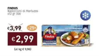 Prezzemolo e Vitale FINDUS Bastoncini di Merluzzo x12 gr 300 offerta