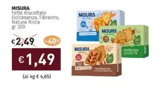 Prezzemolo e Vitale MISURA Fette Biscottate Dolcesenza, Fibrextra, Natura Ricca gr 320 offerta