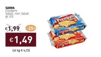 Prezzemolo e Vitale SAIWA Crackers Salati, non Salati gr 315 offerta