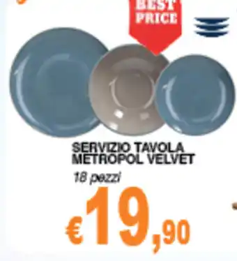 Bernava SERVIZIO TAVOLA METROPOL VELVET 18 pezzi offerta