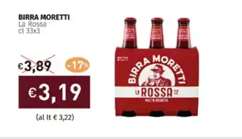 Prezzemolo e Vitale BIRRA MORETTI La Rossa cl 33x3 offerta