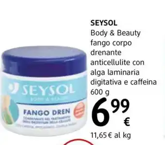 dm drogerie markt SEYSOL Body & Beauty fango corpo drenante anticellulite con alga laminaria digitativa e caffeina 600 g offerta