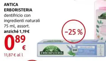 dm drogerie markt ANTICA ERBORISTERIA dentifricio con ingredienti naturali 75 ml offerta