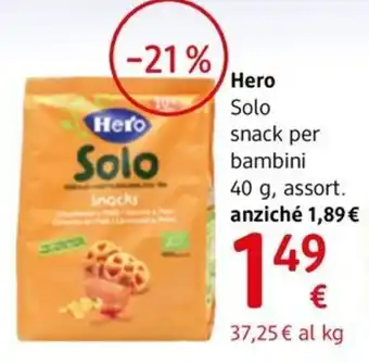 dm drogerie markt Hero Solo snack per bambini 40 g, assort. offerta