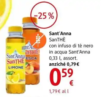 dm drogerie markt Sant'Anna SanTHÈ con infuso di tè nero in acqua Sant'Anna 0,33 l, assort. offerta