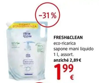 dm drogerie markt FRESH&CLEAN eco-ricarica sapone mani liquido 1 l, assort. offerta