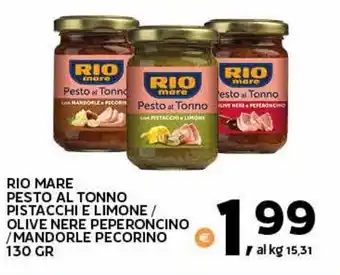 Extra Supermercati RIO MARE PESTO AL TONNO PISTACCHI E LIMONE / OLIVE NERE PEPERONCINO /MANDORLE PECORINO 130 GR offerta
