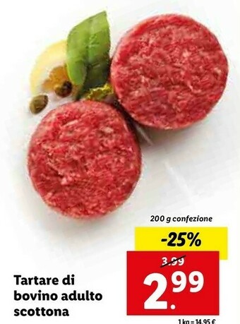 Lidl Tartare di bovino adulto scottona offerta
