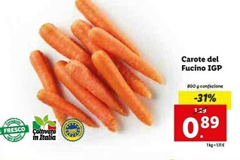 Lidl Carote del fucino igp offerta