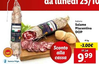 Lidl Salame piacentino dop offerta