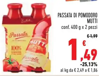 Conad PASSATA DI POMODORO MUTTI conf. 400 g x 2 pezzi offerta