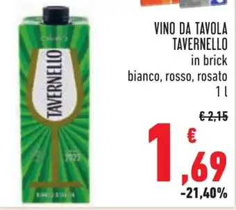 Conad VINO DA TAVOLA TAVERNELLO in brick 1 l offerta