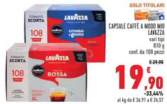 Conad CAPSULE CAFFÈ A MODO MIO LAVAZZA vari tipi 810 g offerta