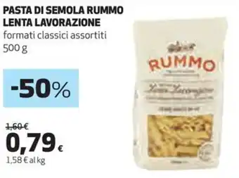 Coop PASTA DI SEMOLA RUMMO LENTA LAVORAZIONE formati classici assortiti 500 g offerta