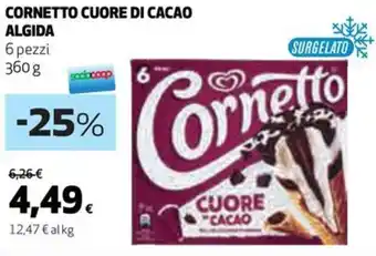 Coop CORNETTO CUORE DI CACAO ALGIDA 6 pezzi 360 g offerta