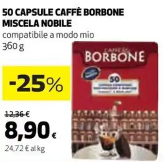 Coop 50 CAPSULE CAFFÈ BORBONE MISCELA NOBILE 360 g offerta