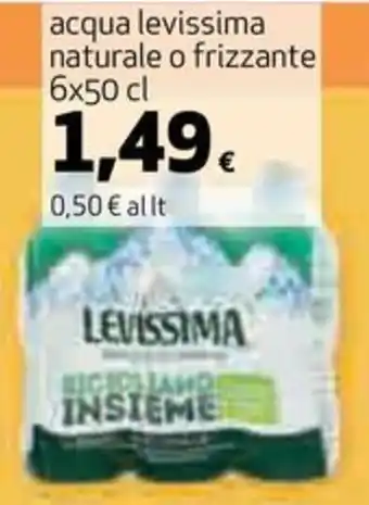 Coop acqua levissima naturale o frizzante 6x50 cl offerta