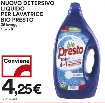 Coop NUOVO DETERSIVO LIQUIDO PER LAVATRICE BIO PRESTO 1,575 lt offerta