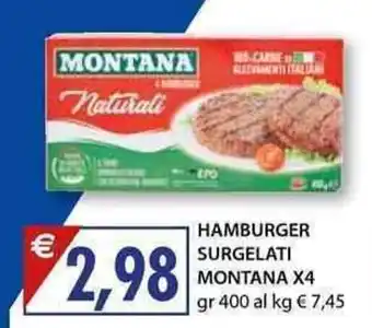 Mercatò Local Montana Hamburger Surgelati X4 400 gr offerta