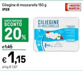 Iper La Grande Ciliegine di mozzarella 150 g IPER offerta