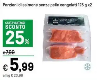 Iper La Grande Porzioni di salmone senza pelle congelati 125 g x2 offerta
