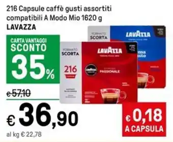 Iper La Grande 216 Capsule caffè gusti assortiti compatibili A Modo Mio 1620 g LAVAZZA offerta