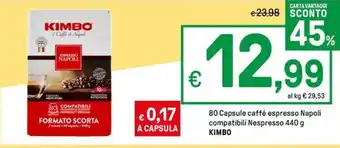 Iper La Grande 80 Capsule caffé espresso Napoli compatibili Nespresso 440 g KIMBO offerta