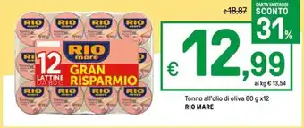 Iper La Grande Tonno all'olio di oliva 80 g x12 RIO MARE offerta