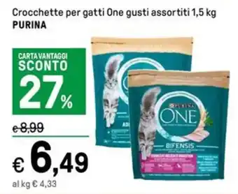 Iper La Grande Crocchette per gatti One gusti assortiti 1,5 kg PURINA offerta