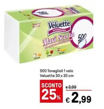 Iper La Grande 500 Tovaglioli 1 velo Veluette 30 x 30 cm offerta