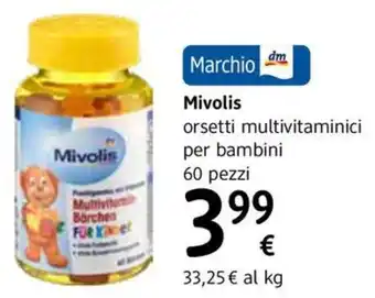 dm drogerie markt Marchio Mivolis orsetti multivitaminici per bambini 60 pezzi offerta