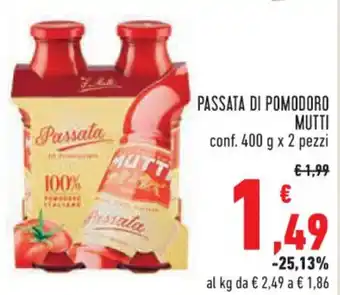 Conad Superstore PASSATA DI POMODORO MUTTI conf. 400 g x 2 pezzi offerta