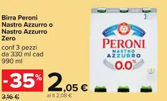 Carrefour Birra Peroni Nastro Azzurro o Nastro Azzurro Zero offerta