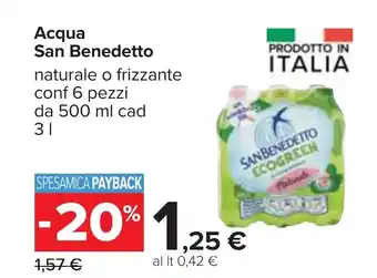 Carrefour Acqua San Benedetto naturale o frizzante 3 l offerta