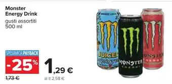 Carrefour Monster Energy Drink gusti assortiti 500 ml offerta