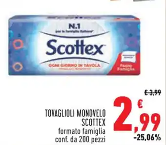 Conad Superstore TOVAGLIOLI MONOVELO SCOTTEX formato famiglia conf. da 200 pezzi offerta