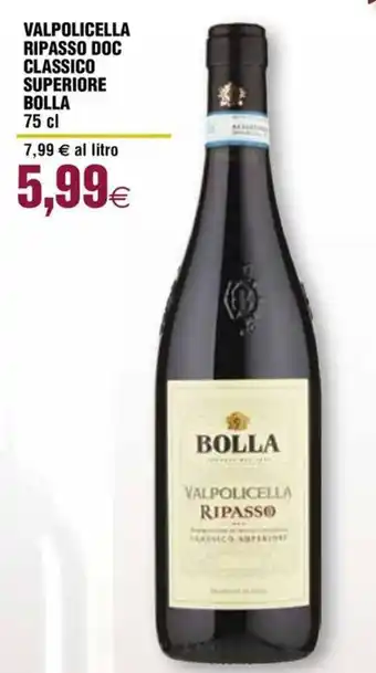 Coop VALPOLICELLA RIPASSO DOC CLASSICO SUPERIORE BOLLA 75 cl offerta