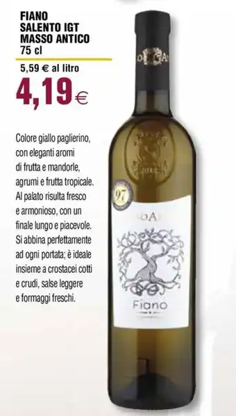 Coop FIANO SALENTO IGT MASSO ANTICO 75 cl offerta