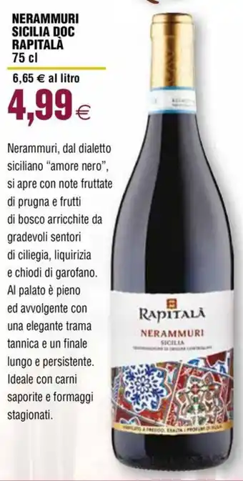 Coop NERAMMURI SICILIA DOC RAPITALA 75 cl offerta