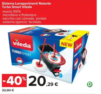 Carrefour Sistema Lavapavimenti Rotante Turbo Smart Vileda offerta