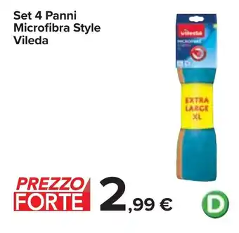 Carrefour Set 4 Panni Microfibra Style Vileda offerta