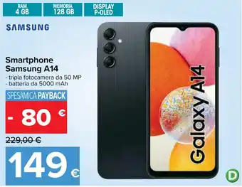 Carrefour Smartphone Samsung A14 offerta