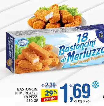 Qui Discount BASTONCINI DI MERLUZZO 18 PEZZI 450 GR offerta