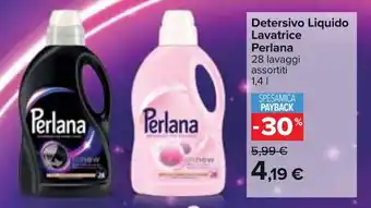 Carrefour Detersivo Liquido Lavatrice Perlana 28 lavaggi assortiti 1,4 l offerta