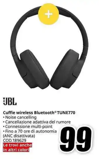 MediaWorld JBL Cuffie wireless Bluetooth TUNE770 offerta