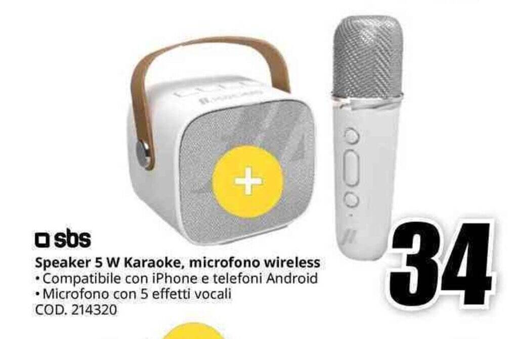 Offerta sbs Speaker 5 W Karaoke, microfono wireless nel volantino di